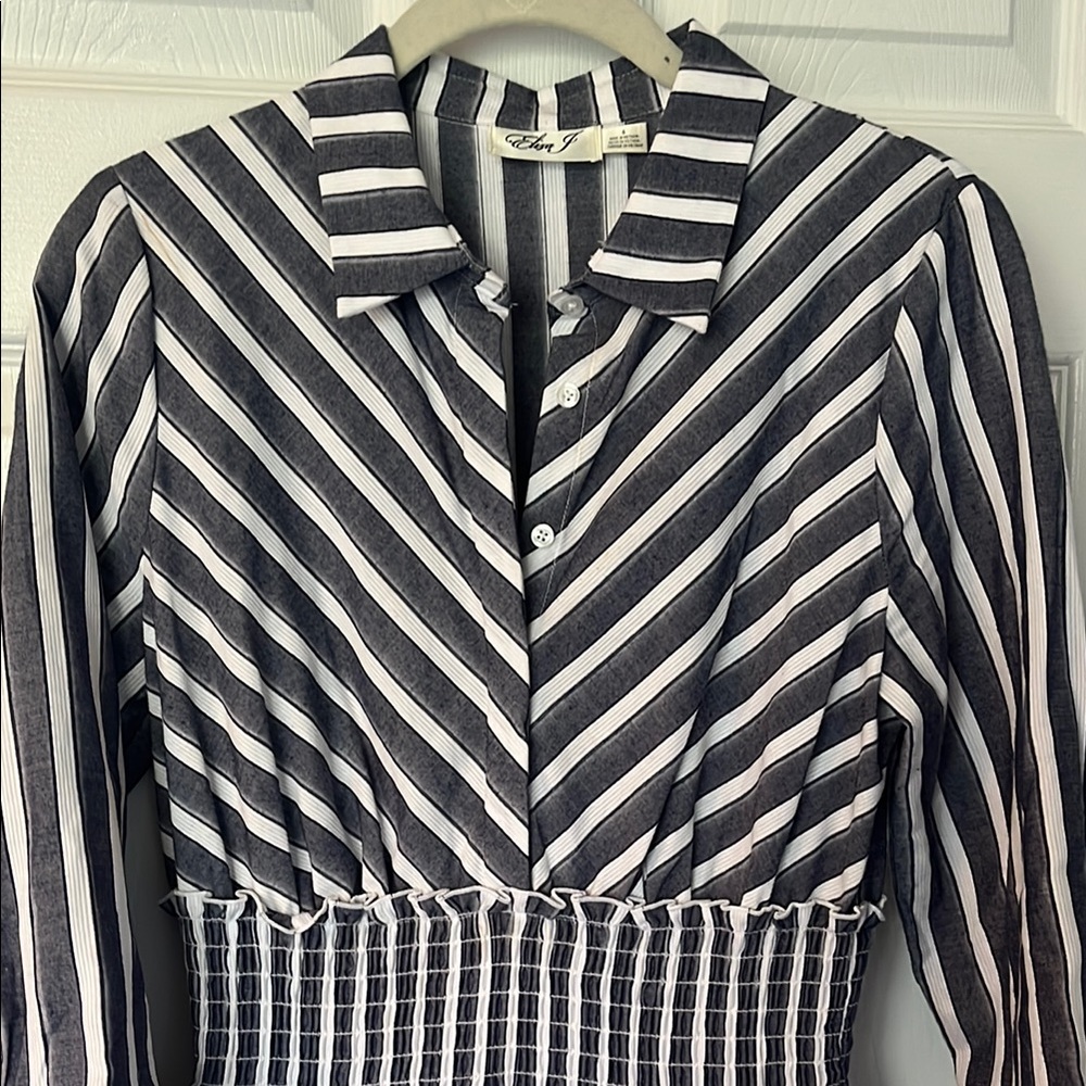 Eliza J 3/4 sleeve gray/white dress